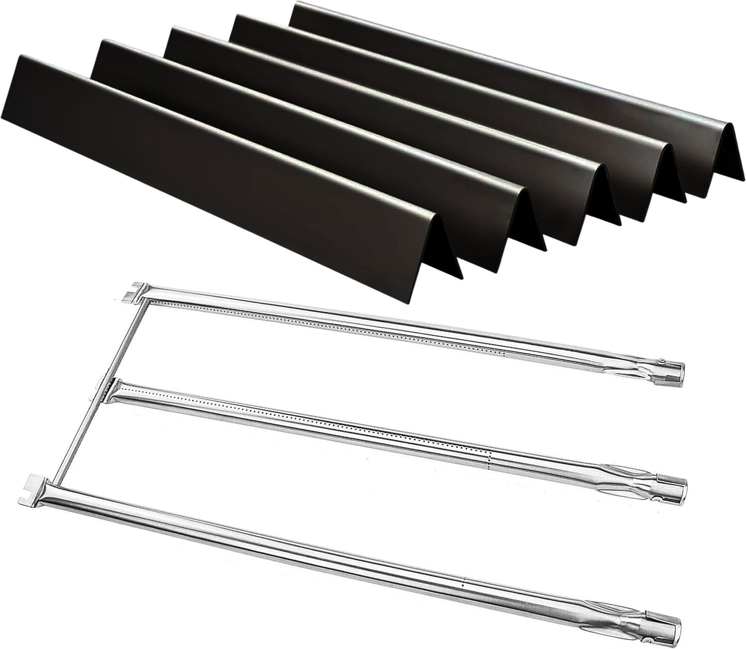 5-pack porcelain Flavorizer bars and 3-pack burner set replacing Weber 7536/7508 for Spirit 300 & Genesis gas grills.