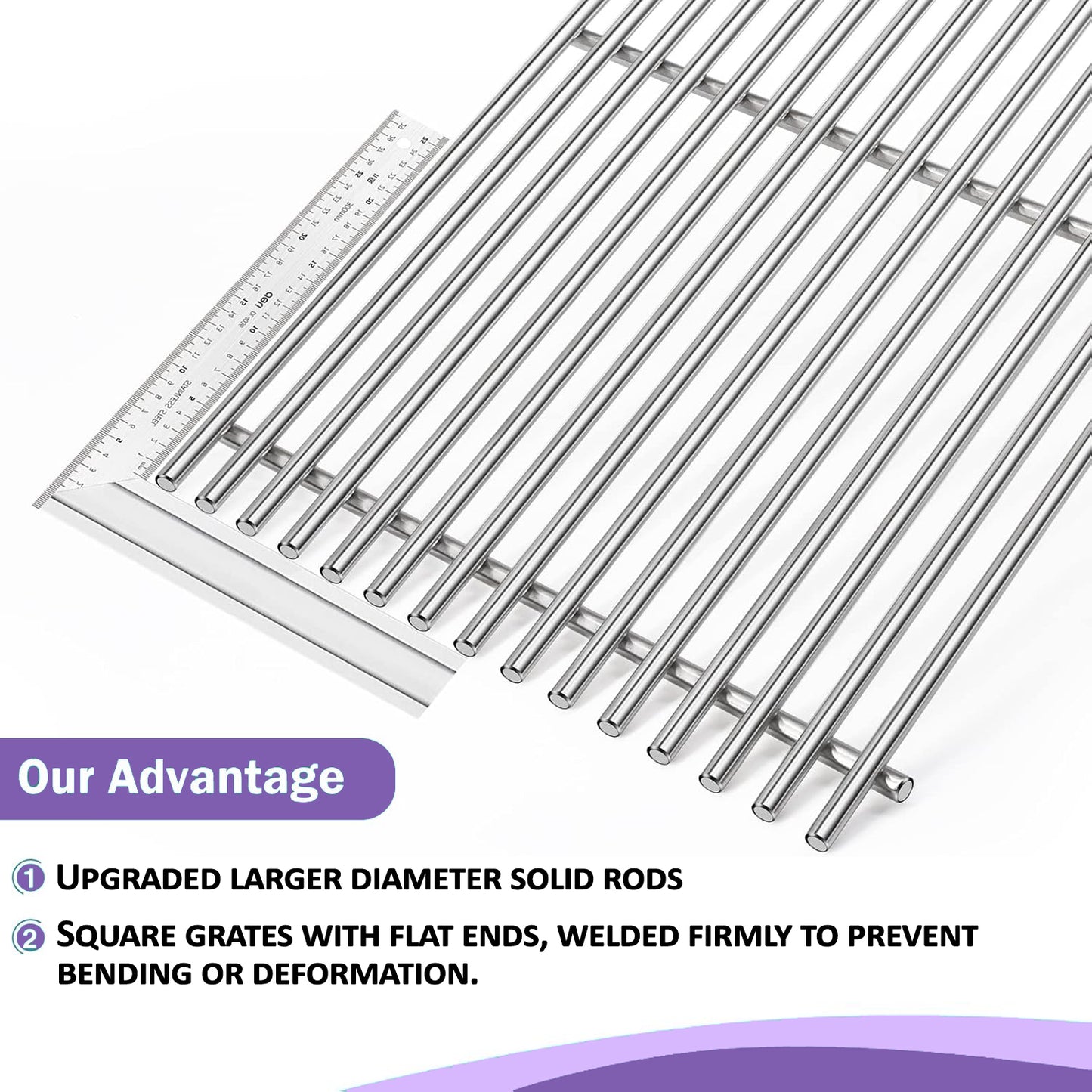 66095/66802/66805 Grill Grates for Weber Genesis II 300 and Genesis II LX 300 Series Gas Grills, 47.63 cm x 33.66 cm Stainless Steel Cooking Grates