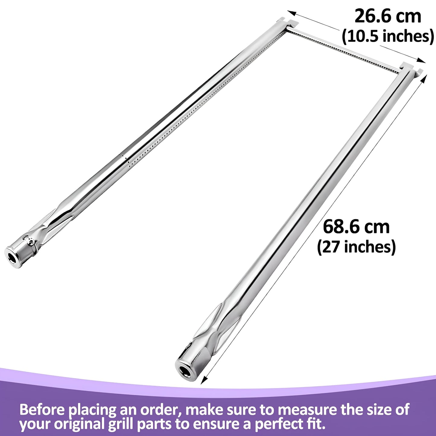 7507 Burner Replacement Set for Weber Spirit E-210/E-220/S-210/S-220, Spirit 500 Series & Genesis Silver A Gas Grills (Side-Mounted Burner Controls), 68.6 cm