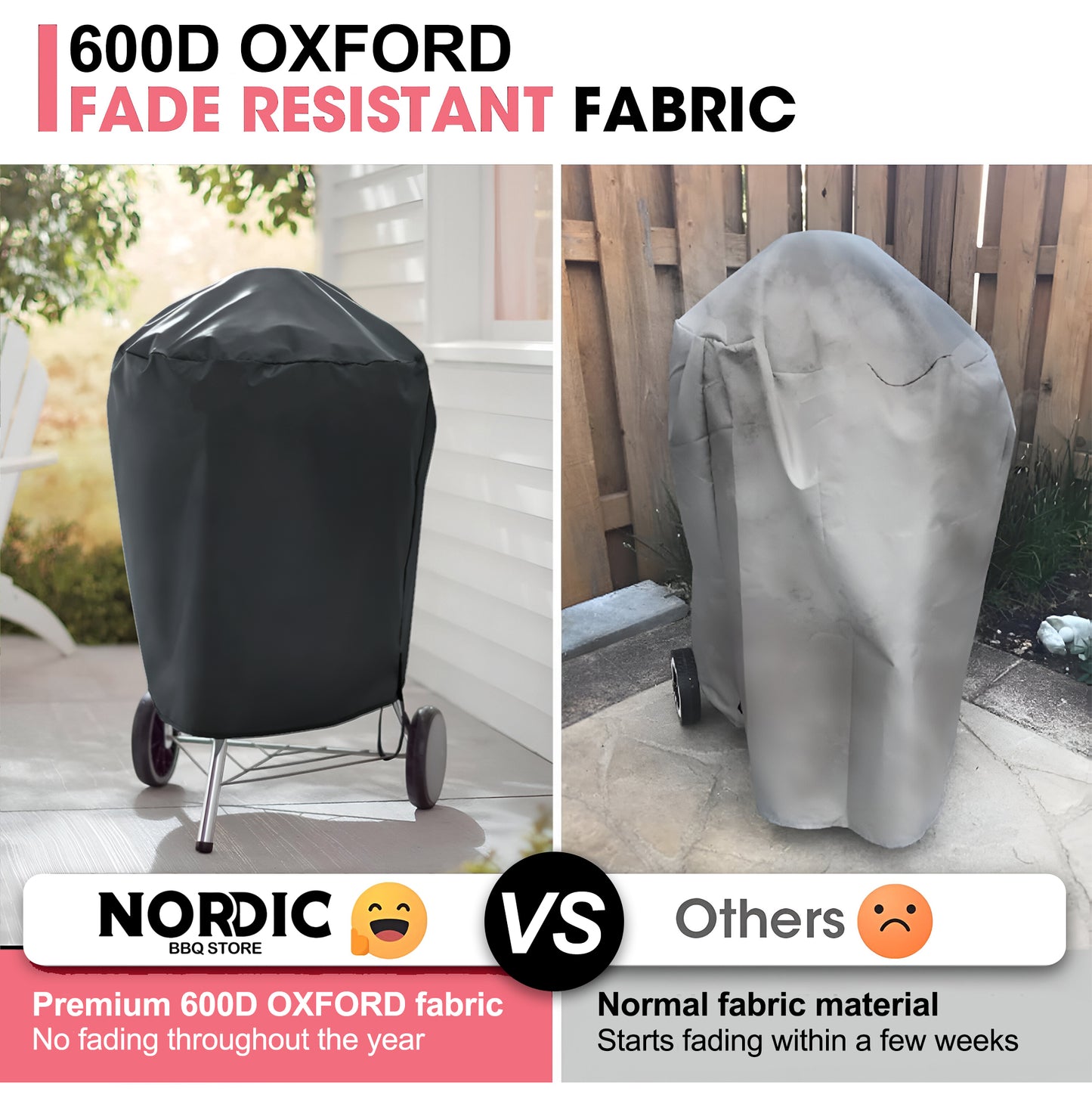 7176 BBQ Grillisuojus 56 cm Hiiligrillille, 600D Oxford Kangas, Kestävä & Vedenpitävä, PU Suoja Weber 22 Tuuman Master Touch Hiiligrillille, Original Kettle Grillille ja Muulle (72,5 L x 60 S x 89 K cm)