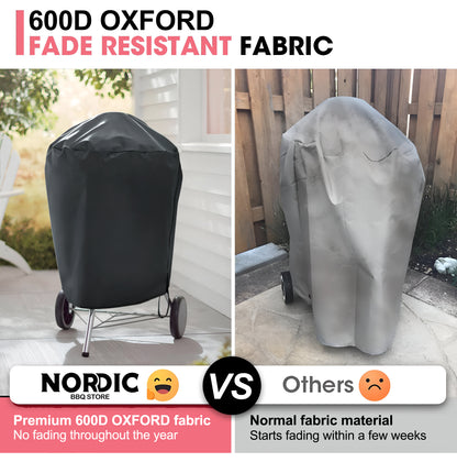 7176 BBQ Grillisuojus 56 cm Hiiligrillille, 600D Oxford Kangas, Kestävä & Vedenpitävä, PU Suoja Weber 22 Tuuman Master Touch Hiiligrillille, Original Kettle Grillille ja Muulle (72,5 L x 60 S x 89 K cm)