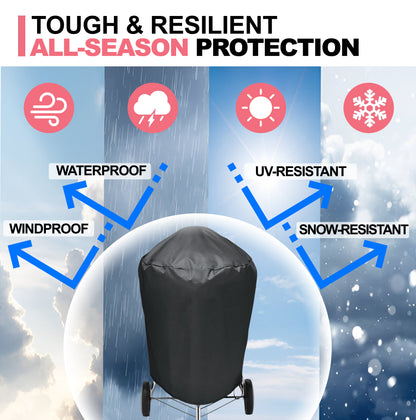 7176 BBQ Grillisuojus 56 cm Hiiligrillille, 600D Oxford Kangas, Kestävä & Vedenpitävä, PU Suoja Weber 22 Tuuman Master Touch Hiiligrillille, Original Kettle Grillille ja Muulle (72,5 L x 60 S x 89 K cm)