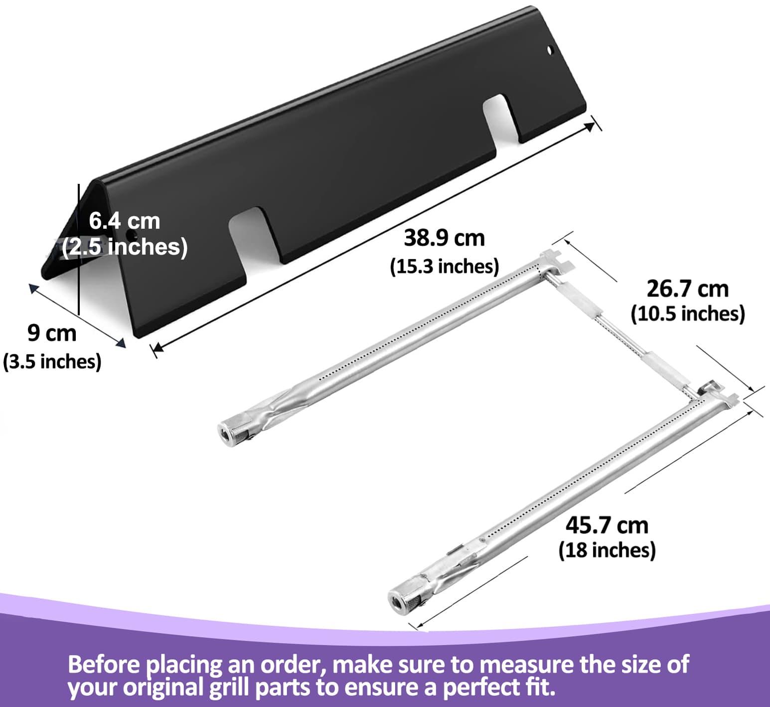 Weber Spirit -grillin varaosat - 7635 Flavorizer Bars -poltinsuojat & 69785 polttimet malleihin E-210, E-220, S-210, S-220 (200-sarja, etusäätimet)