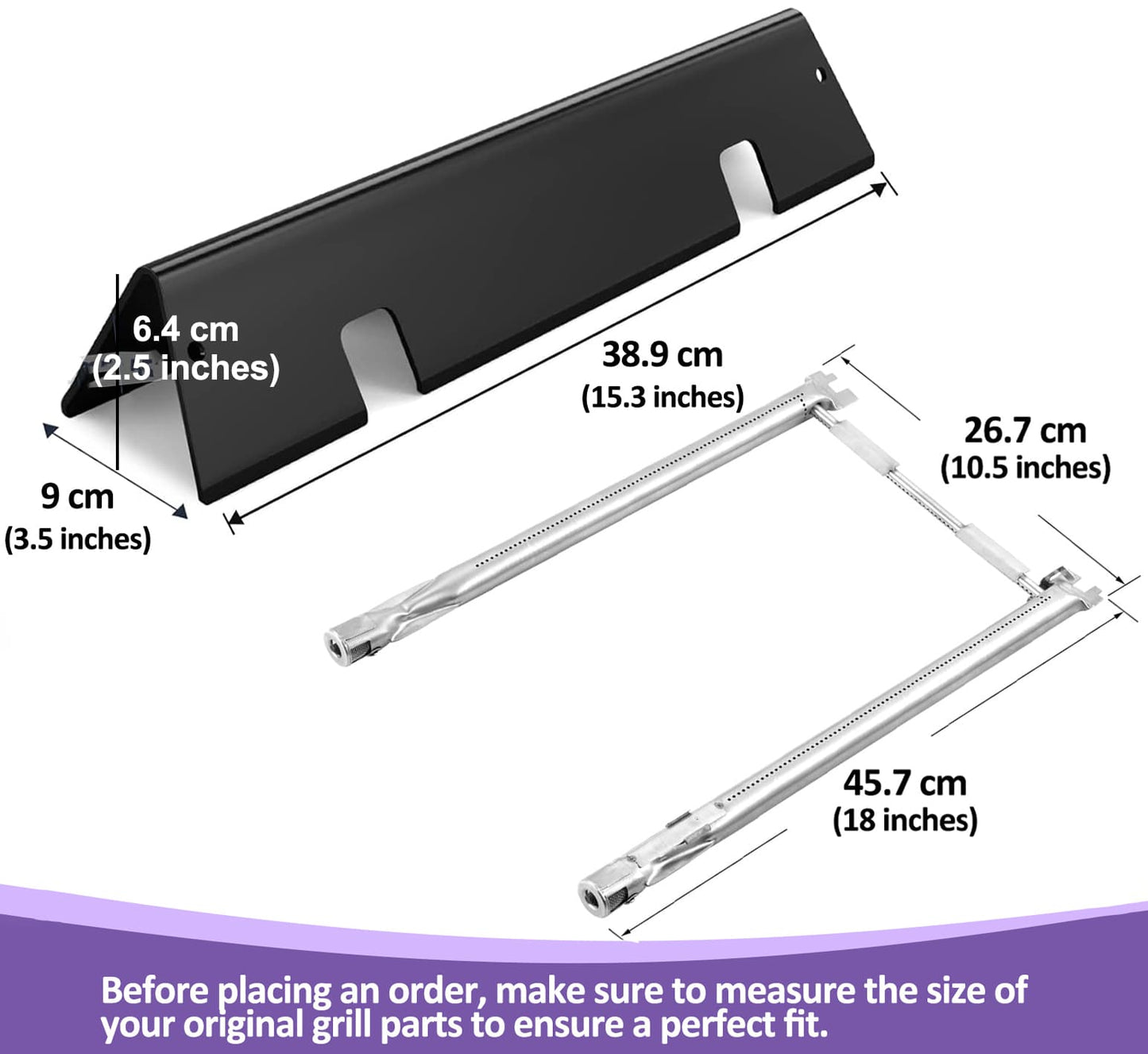 Weber Spirit -grillin varaosat - 7635 Flavorizer Bars -poltinsuojat & 69785 polttimet malleihin E-210, E-220, S-210, S-220 (200-sarja, etusäätimet)